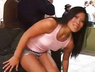 Christina Asian Beaver - Slutty Asian Christina Aguchi is gang banged as a horny crowd watches -  Sunporno