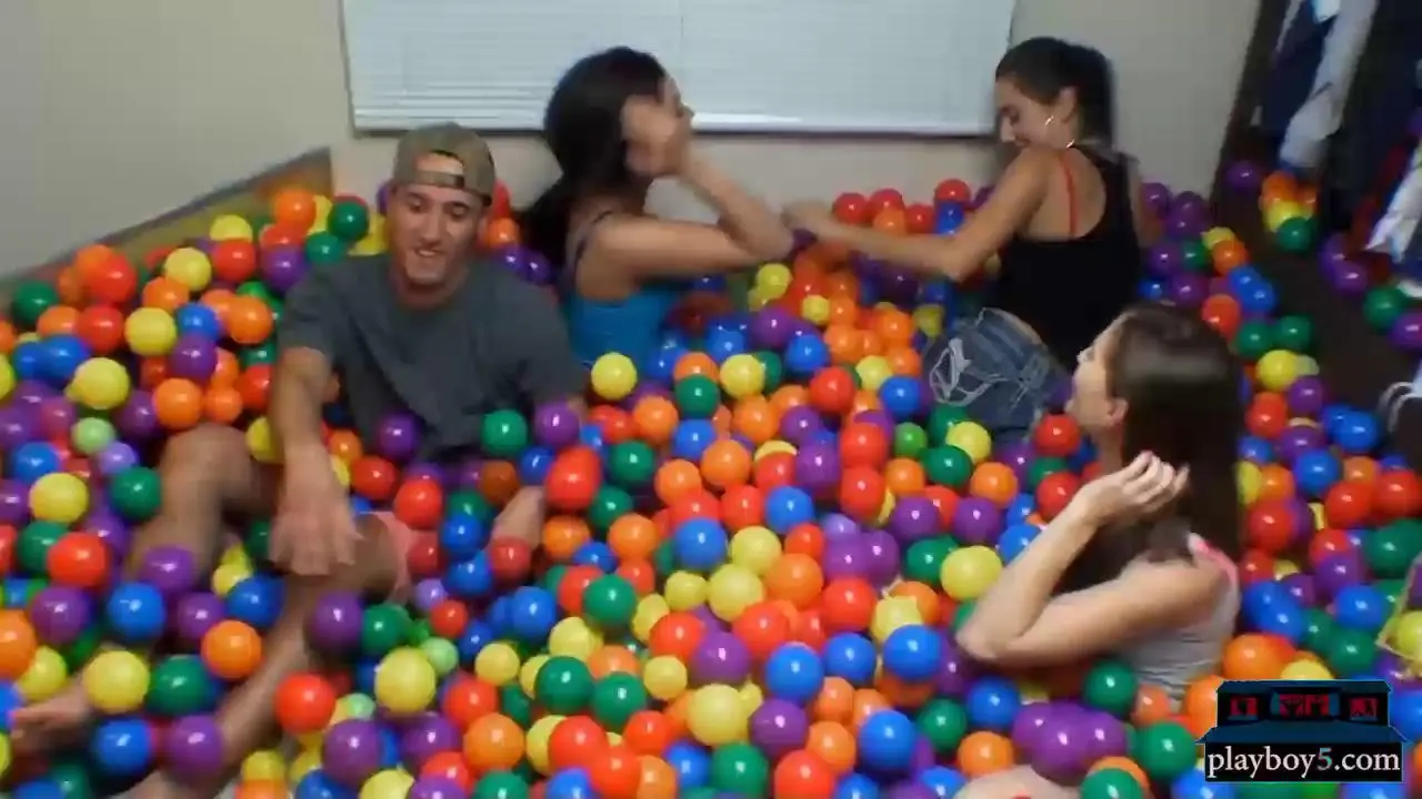 Game of balls party with college teens turns into group photo