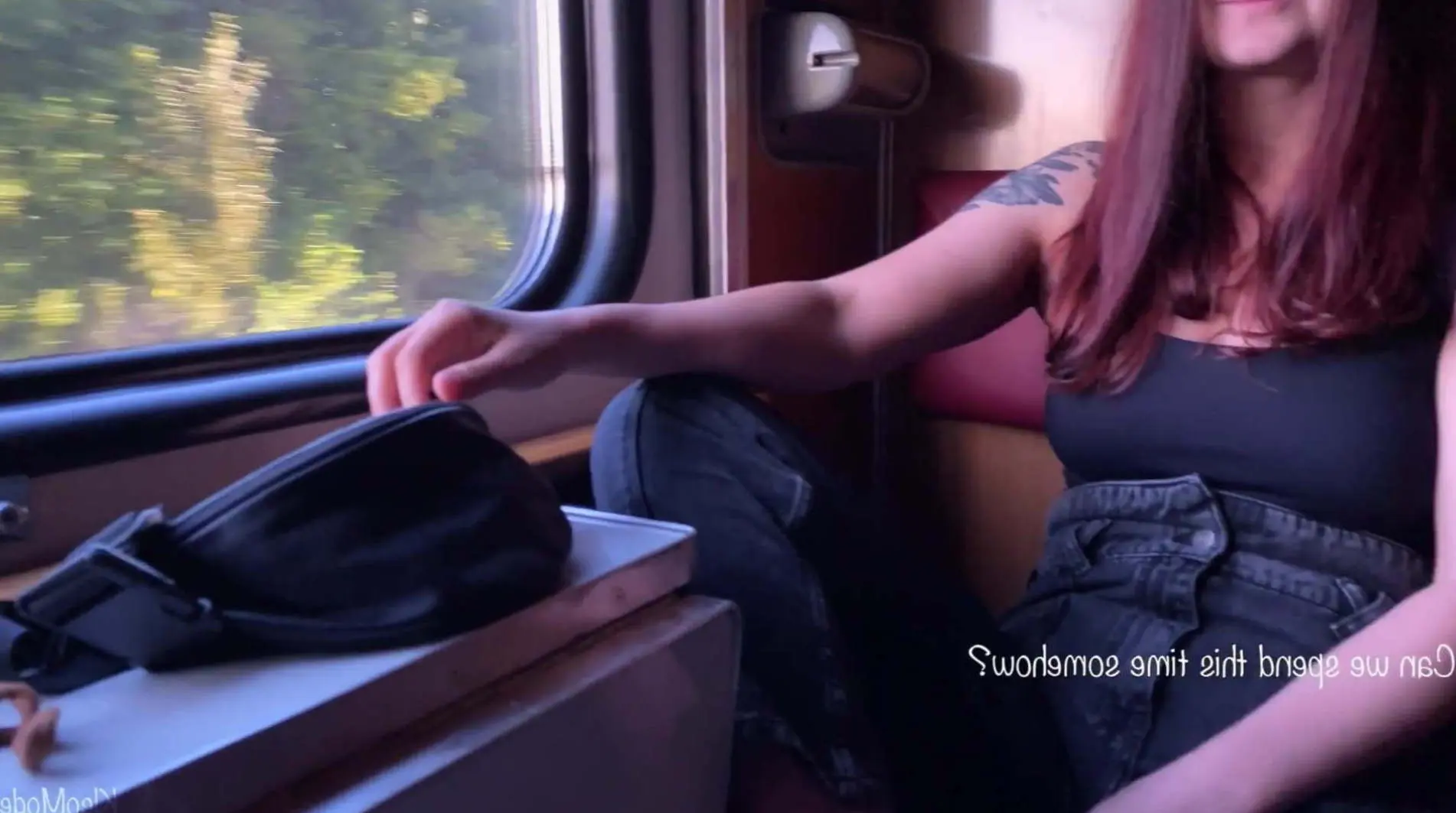 Blowjob and sex on the train with my girlfriend photo