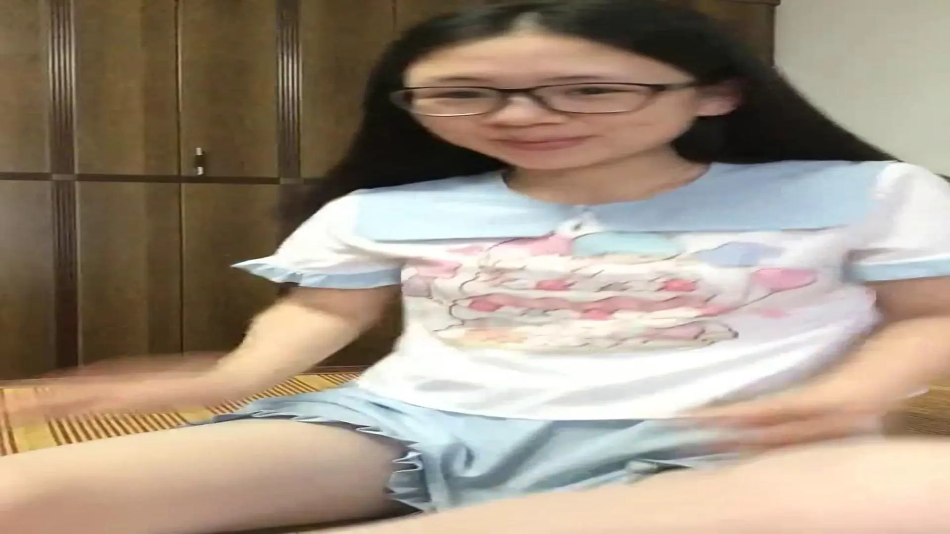 Cute Chinese Teen in Glasses With Hairy Pussy - WATCH PART 2 ON teencamslive image