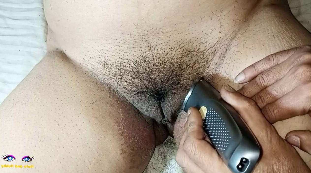 Hairy wife shaving